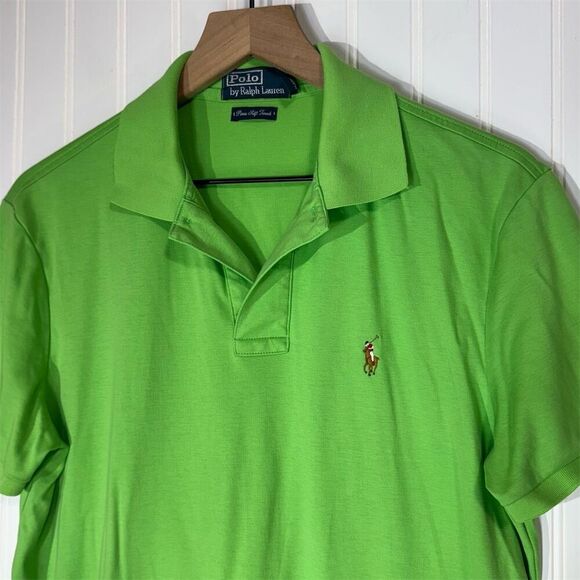 Polo Ralph Lauren Green Pima Soft Touch Polo Shirt M Classic Fit Pony Preppy Y2K - Picture 2 of 7